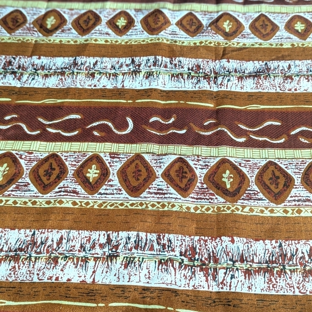 NWOT 100% Silk Abstract Print - Burnt Orange,Brown,Yellow Wide Oblong Scarf - Picture 10 of 15